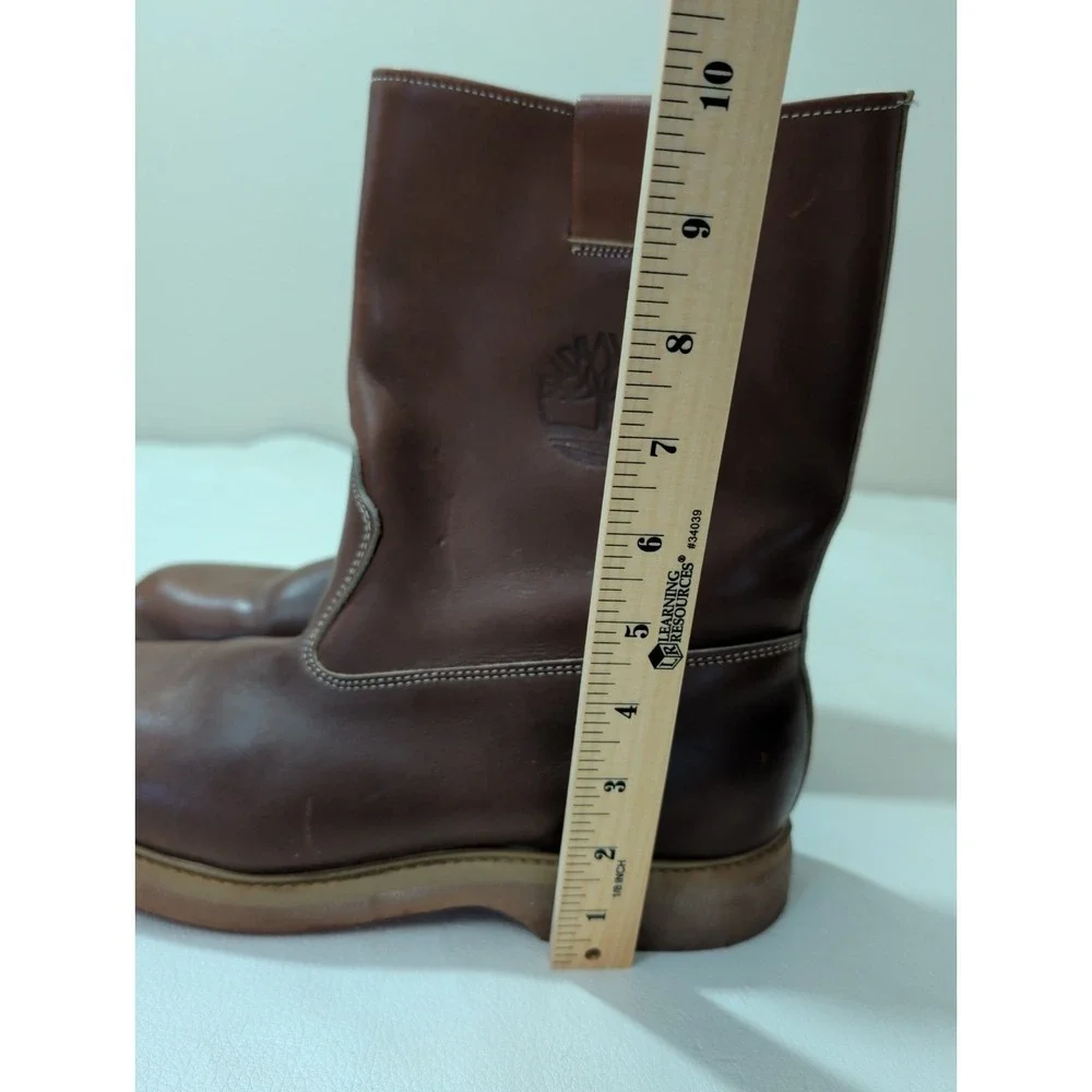 Vintage Timberland Shearling Lined Work Boots Mens 9.5 Wide Brown Vibram Sole
